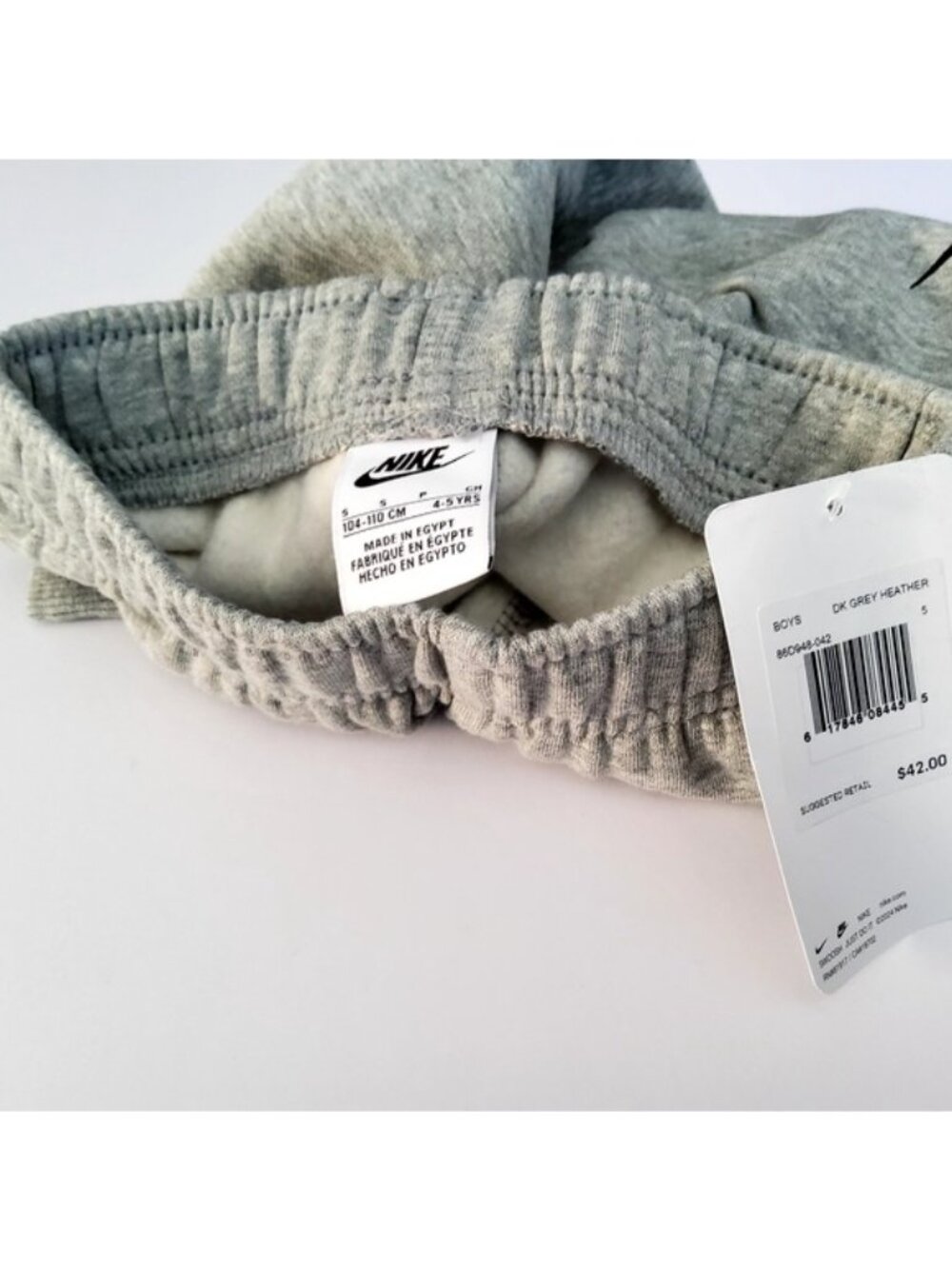 NIKE Boys Little Fleece Jogger Pants Grey Black 86D948 042 - Sz 5 relaxed fit - Picture 6 of 6